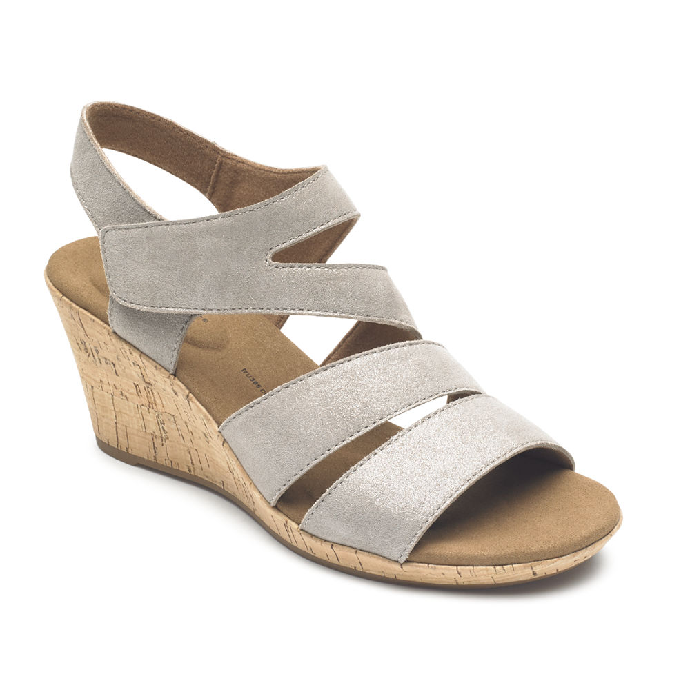 Sandálias Rockport Mulher Cinzentas - Briah Strappy Wedge Comfort - 36972IYLO